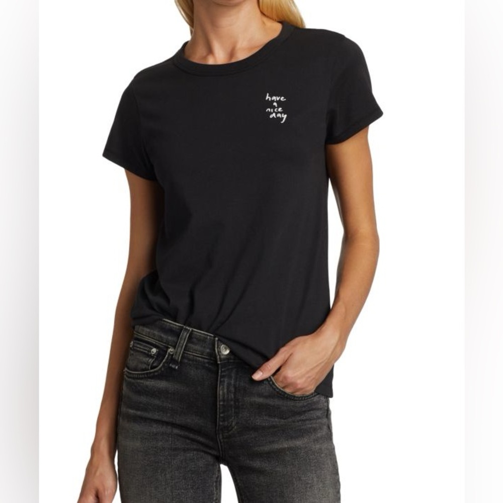RAG & BONE Have A Nice Day T-Shirt Medium Black